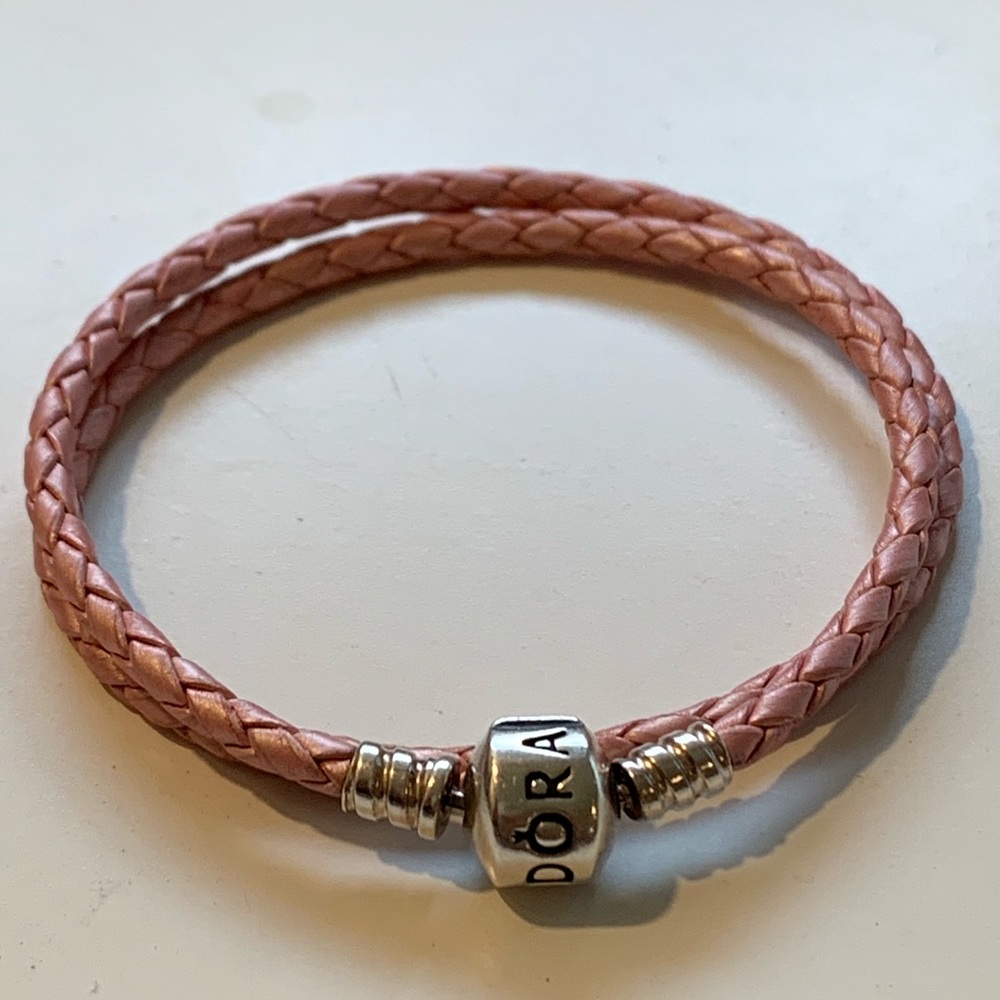 Pandora Leather and Sterling Silver Bracelet Pink